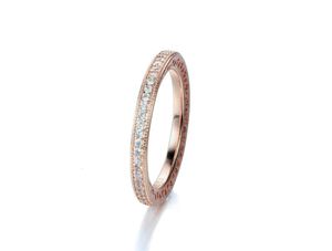 Real 925 Sterling Silver Rose Guld Diamant Hjärtring med Original Box Fit Pan-Dora Bröllop Ringar Förlovning Smycken För Kvinnor W166