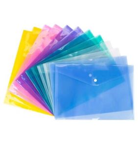 Transparent Button Folders PP Plastic Archival Bag Multi Colors Waterproof File Pocket Filing Storage Student Stationery