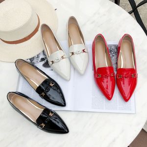 Hot Sale-Top Quality Sequins Heels Red Black White Office Dress Shoes Genuine Leather Women Loafers Shoes Casual Shoes 2019 New Arrival