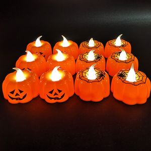 Kürbis-LED-Teelicht, Teelichtkerzen, flammenlos, hellgelb, batteriebetrieben, für Hochzeit, Geburtstag, Party, Halloween, Dekoration