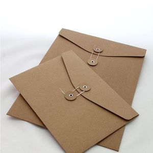 Brun Kraft Paper A5 / A4 Dokumenthållare Filförvaring Bag Pocket Kuvert med lagringssträngslås Office Supply påse