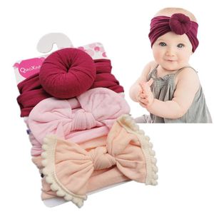Wholesale baby girl headbands sets resale online - Baby Girls Knot Ball Donut Headbands Bow Turban set Infant Elastic Hairbands New Children Knot Headwear kids Hair Accessories