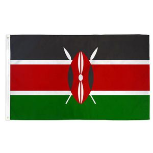3X5FT Кения Флаг, 68D полиэстер 100%, платяной Реклама Двойной прошитой Все страны Открытый Indoor Бесплатная доставка