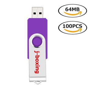 Purpurowa masa 100 sztuk 64 MB USB Flash Drives Swivel USB 2.0 Pióro Napędy Metal Obracanie Pamięci Pałeczki Kciuk Przechowywanie Dla komputera Laptopa Tablet