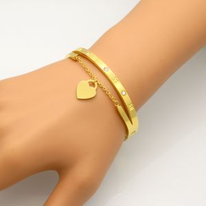 Heiße Marke Pulseira H Armband Armreif Gold farbe Herz Tag liebe Armband Schmuck Für Frauen geschenk