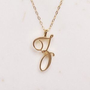 10PCS Gold Silver Swirl Initial Alphabet Letter Necklace All 26 English U-Z Cursive Luxury Monogram Name Letter Word Text Chain Necklaces