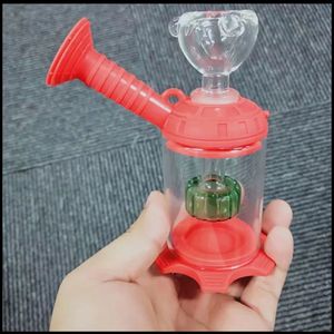 Mini Dab Rig 50mm Silikonbongs Duschkopf Perkolator Bong mit Glasschüssel Montieren Sie Wasserpfeifen Leicht zu reinigende Rauchölplattformen Kleine Shisha
