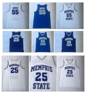 NCAA Memphis State Tigers Penny 25 Hardaway трикотажные изделия сшитые 55 Lorenzen Wright College Basketball 1 Black Blue Pinstripe White S-XXL