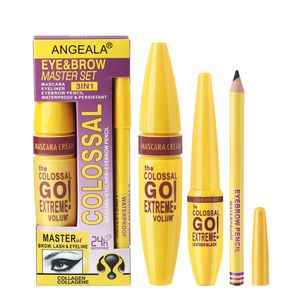 3 in 1 Mascara nero volume estremo Crema Eyeliner liquido Matita per sopracciglia Sopracciglia Master Set Penna per tatuaggi Tinta Cosmetici -