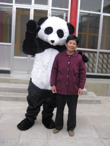 Gerçek Resimler Deluxe panda maskot kostüm Yetişkin Boyutu ücretsiz kargo