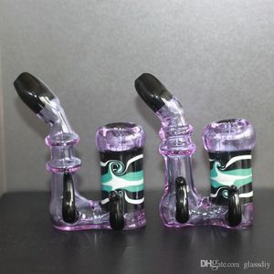 Purple Smoking Pipes with Filter Screen 5 inch Pyrex Oil Burner Pipe Handblown Glass Bong