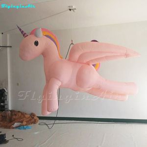 2m Hanging Decro Gonfiabile Unicorno Carino Unicorno Rosa Gonfiaggio per Parco Bambini