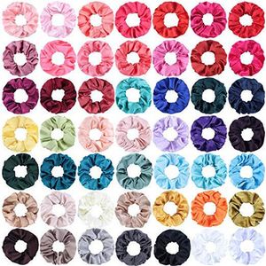 Soft Chiffon Velvet Satin Hair Scrunchie Floral Grip Loop Holder Stretchy Hair Band Leopard Women Hair Accessories 50pcs