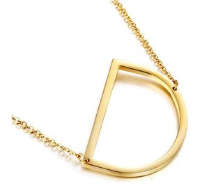 Novo design de moda prata banhado a ouro colar de alfabeto de aço inoxidável colar com pingente A-Z
