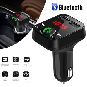 Car Kit Handsfree Wireless Bluetooth FM-sändare LCD-MP3-spelare USB-laddare 2.1a Biltillbehör Handsfree Auto FM-modulator