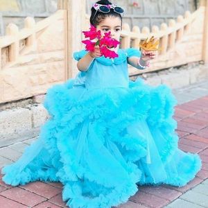 Принцесса линия цветок девочки платья многоуровневого оборками Pageant платья 2020 Дети Прекрасная партия Celerity платье