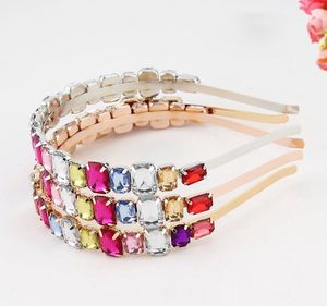 Metall Rhinestone Headbands Flower Alloy Imitation Pearl Hair Accessory Leaf Star Head Hoop Färgglada Ädelsten Barock