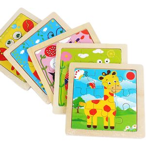 Mini Size 11*11CM Kids Toy Wood Puzzle 3D Baby Cartoon Animal/Traffic Wooden Puzzles Jigsaw Educational Toys for Children