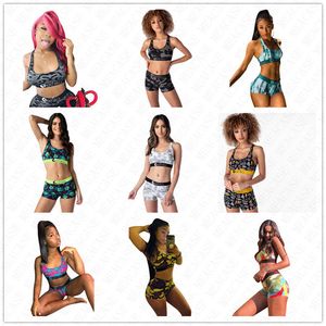 10set Kadınlar Tasarımcı mayo 2 Adet Markalı Mayo Crop Top Yelek Tankı Spor Bra + Şort Bikini Seti Beachwear Swim Banyo Suit ClothD61513