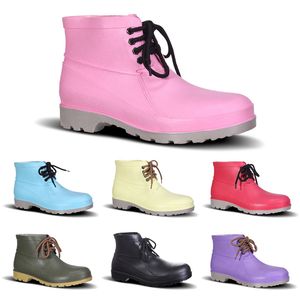 Hot 2020 Stivali da pioggia da uomo Assicurazione sul lavoro bassa Scarpe da minatore Design senza marchio Puntale in acciaio Nero Giallo Rosa Rosso Viola Verde scuro 38-44