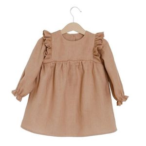 Tjejer klär sig toddler bomull linne klänning baby lovely prinsessan klänningar spädbarn pläterad kjol nyfödd boutique mode kläder yp312