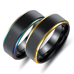 Праздничная партия поставляет модный черный титановый сталь простой стиль красочные полосывания мужчин палец кольцо в день Святого Валентина подарок