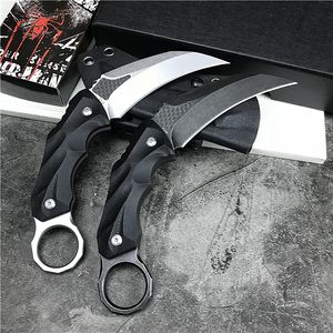 Najwyższa jakość Karambit Stałe ostrze Knife Pazur D2 Kamienny Blade Blade Black G10 Uchwyt Taktyczne Noże z Kydex