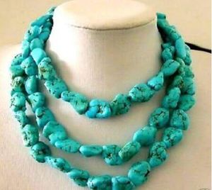 transporte Colar gratuito ++ + Charming! 13x18mm Turquia Turquoise Colar 50 ''