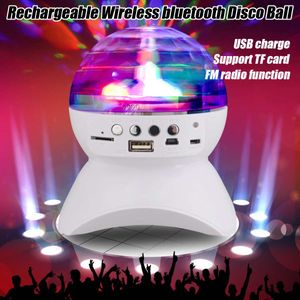 Recarregável sem fio bluetooth alto-falante controlador de luz palco led cristal bola mágica efeito luz dj clube discoteca festa iluminação usb/tf/fm