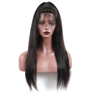 360 Full Lace Frontal Human Hair Wigs Peruvian Straight Hair Natural Color Pre plucked Lace Front Wigs With Baby Hair