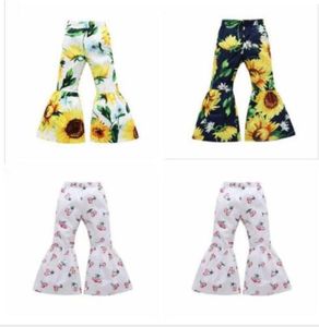 Bambina Pantaloni svasati Bambini Girasole Stampato Pantaloni stampati Bambino Fashion Bell-Bottoms Primavera Autunno Casual Pantaloni Boutique Abbigliamento BYP535