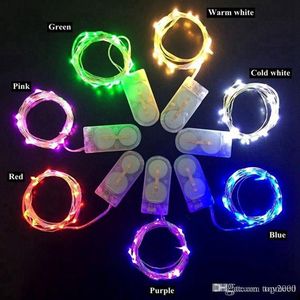 2M 20LEDS LED STRING CR2032 Batteriebetriebene Mikro Mini Leichtkupfer Silber Draht Starry LED -LED -Streifen für Weihnachts Halloween -Dekoration