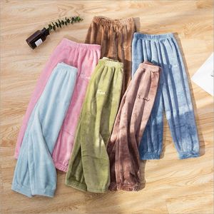 아이 겨울 바지 양털 플란넬 바지 소년 두꺼운 긴 바지 여자 따뜻한 솔리드 바지 홈 loungewear 수면 바지 부티크 의류 YP7