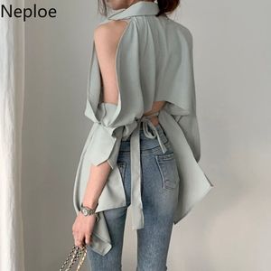 Женская блузка Neploe, новая женская модная рубашка с отложным воротником, Blusa с открытыми плечами, весна-лето 2020, однотонные топы 1A822