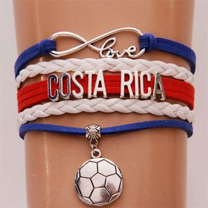 Infinity Love Costa Rica Bracelet Bangles Soccer Charm Braided Pu Leather Men Women Bracelets Jewelry Drop Shipping