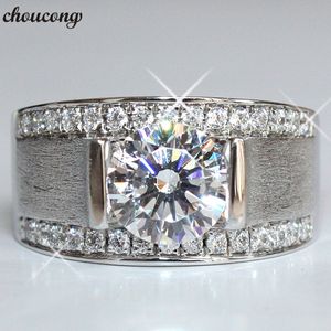 choucong 2018 Solitaire Men ring 7mm Diamond 925 Sterling Silver Engagement Wedding Band rings For men Fashion Jewelry