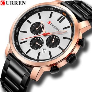 Zatrzymuje mężczyzn Casual Chronograph Wristwatch Luksusowa marka Curren Stali Stal Water odporny na 30 m Relogio Masculino