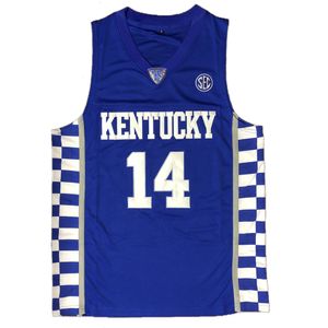 Kentucky Wildcats 14 Tyler Harro Homens Colégio Basquete Camisa Camisa University Jersey Costurado Azul Frete Grátis