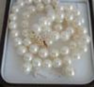 Snabb Fri frakt Real New classic 8MM SOUTH SEA WHITE PEARL NECKLACE 20inches 14k.