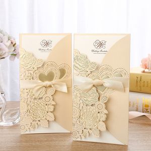 Laser Cut Gilding Invitations Cards Kit, celebration invitation Printable for Wedding, Bridal Shower, with Envelopes and Seal Sticker