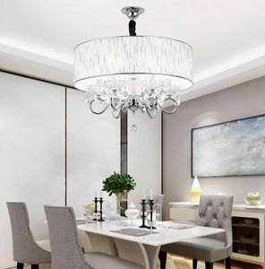 Modern Luster Chrome Meta Pendant Lampor Crystal Living Room LED takljus tyg lampa fixtures myy