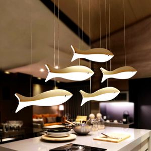 Kreatywna Mała Ryba Restauracja Żyrandol Prosta Osobowość Lampa Salon Modern LED Bar Żyrandol Moda Dining Room Stół Oświetlenie