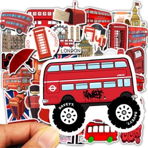 50 pz/set Impermeabile London Red Bus Cabina Telefonica Adesivi IN PVC Per Laptop Moto Skateboard Deposito Decal Sticker Giocattolo