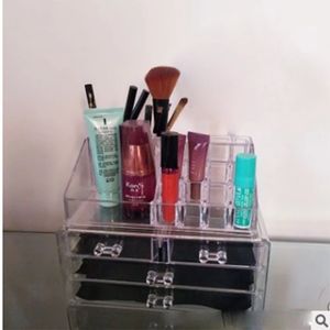 Acrylic transparent Makeup Organizer Storage Boxes Make Cosmetics Brush Organizer home Drawers Cotton Swabs Stick Storage case