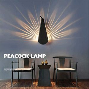 Minimalistisk inomhus väggljus med byte Dekorativ sängvägg Sconce Lighting Plug In Peacock Metal Base Wide 5.5 i hög 14.17in