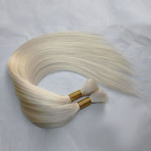 1 sztuka 100G kolor 613 Blond ludzkie przedłużenie włosów w luzie tanie prosta fala brazylijska do włosów na warkocze bez przywiązania