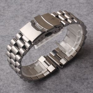Watchbands rostfritt stål 20mm 22mm 24mm Solid Länkar Straight Ends Klockrem Armband för Mens Klockor Tillbehör Promotion