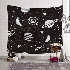 Schwarzer Weltraum-Universum-Wandteppich, Sonne, Mond, Konstellation, Wandbehang, Dekor, Bett, Kopfteil, Wandgemälde, Teppich, Erde, Stoff, Wandteppiche