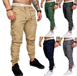 2018 Mäns Casual Pants Män Torrer Kläder Homme Pantalon Sportkläder Man Joggare Solid Multi-Pocket Sweatpants Y19073001