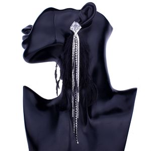 Fashior Tassel Diamonds Dangleイヤリング女性ファッションシャンデリアロングイヤリングパーソナリティジュエリーアクセサリー4色ブラックホワイトグリーン